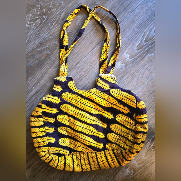 African Feather Print Cotton Tote Bag - Picture 2 of 10